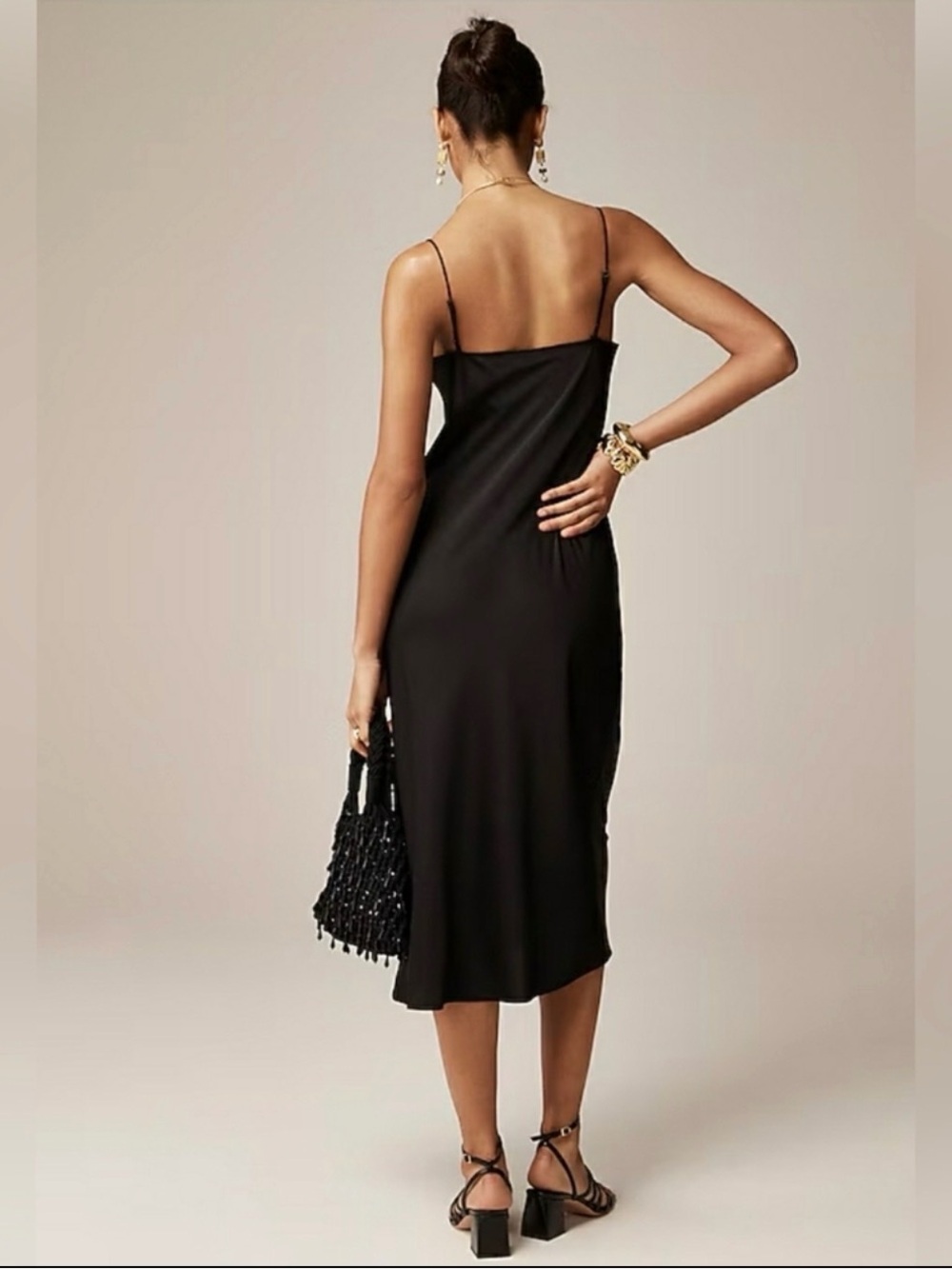 J. Crew Gwyneth Black Slip Midi Dress - Picture 3 of 5